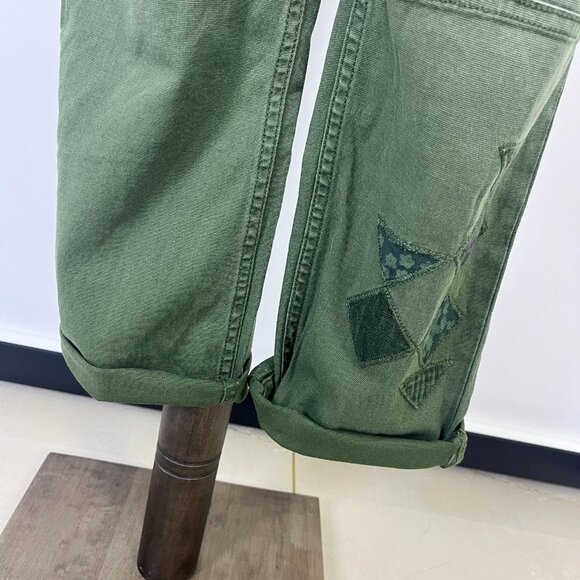 NWOT Anthropologie Pilcro Wanderer Patchwork Overalls Size 27 Green Cotton Blend - Picture 5 of 14